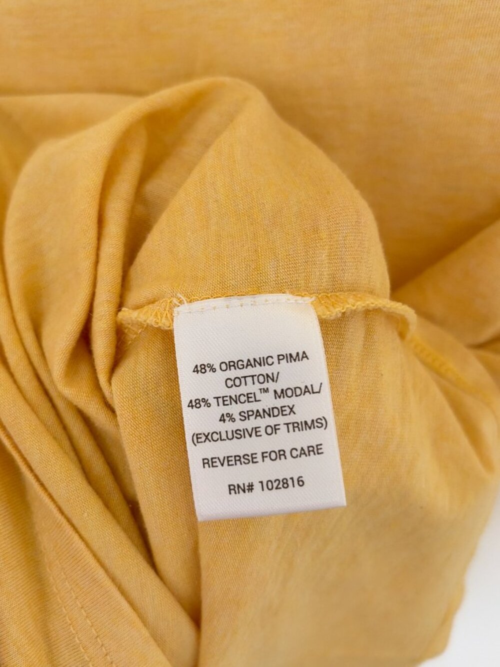 Garnet Hill Yellow Essential Three Quarter Sleeve Boatneck Tee - Picture 4 of 5